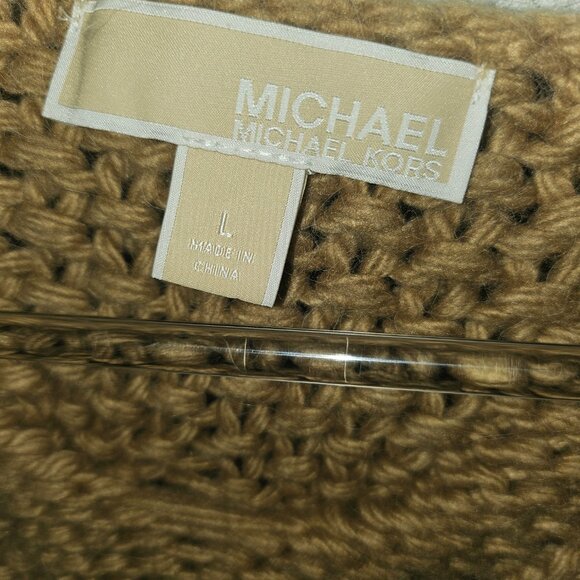 Michael Michael Kors Woman Belted Cable-Knit Cardigan in Camel SZ LG - Picture 4 of 6